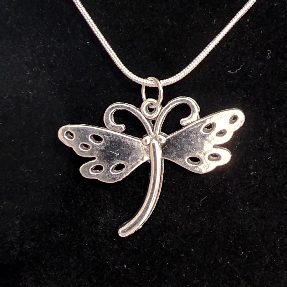 Silver Dragonfly Necklace. C